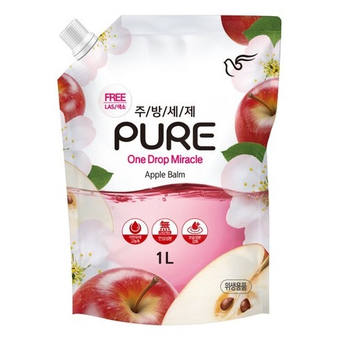 [PIGEON КОРЕЯ] Средство PURE APPLE BALM для мытья посуды «Яблоко» (концентрированное) 1 л, мягкая упаковка с крышкой 