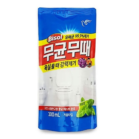 [PIGEON КОРЕЯ] Чистящее средство "BISOL" для ВАННОЙ комнаты (с ароматом трав) 300 мл, мягкая упаковка