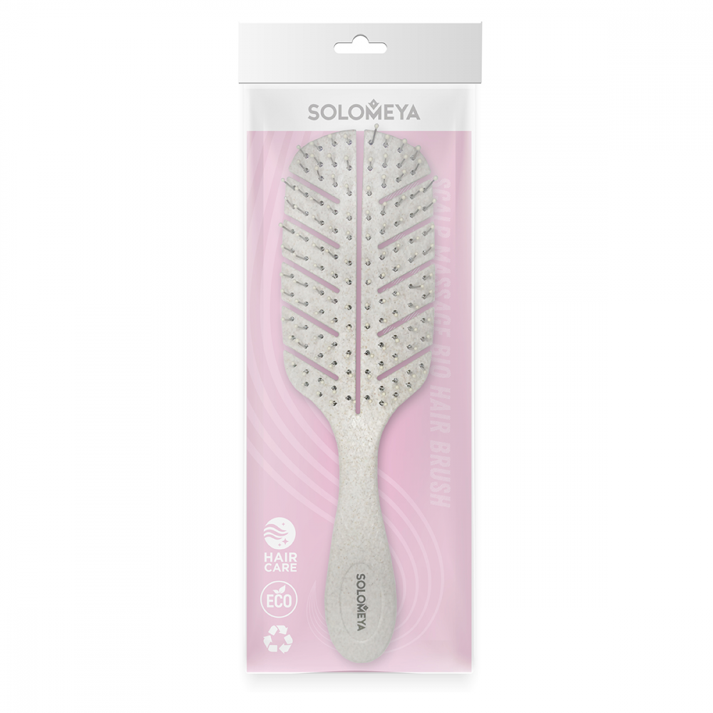 [SOLOMEYA] Расческа био для волос массажная НАТУРАЛЬНАЯ Solomeya Scalp Massage Bio Hair Brush Natural, 1 шт.