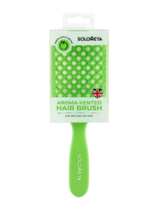[SOLOMEYA]   Арома-расческа вентилируемая, Зеленое Яблоко / Aroma-vented  hair brush, Green Apple, 1 шт