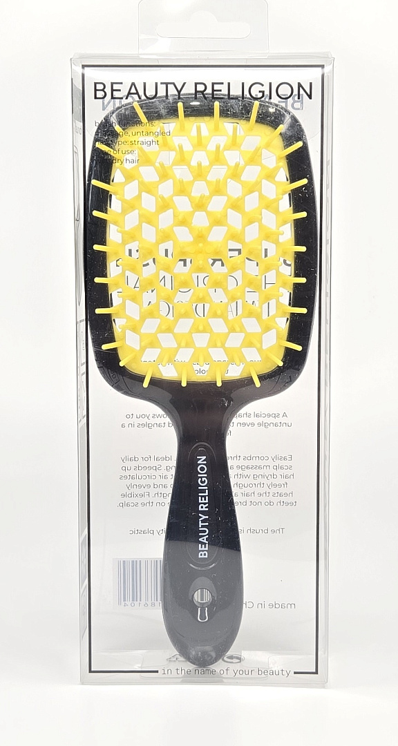 [BEAUTY RELIGION] Расческа для волос Superbrush the Original Italian Design, цвет чёрный/жёлтый