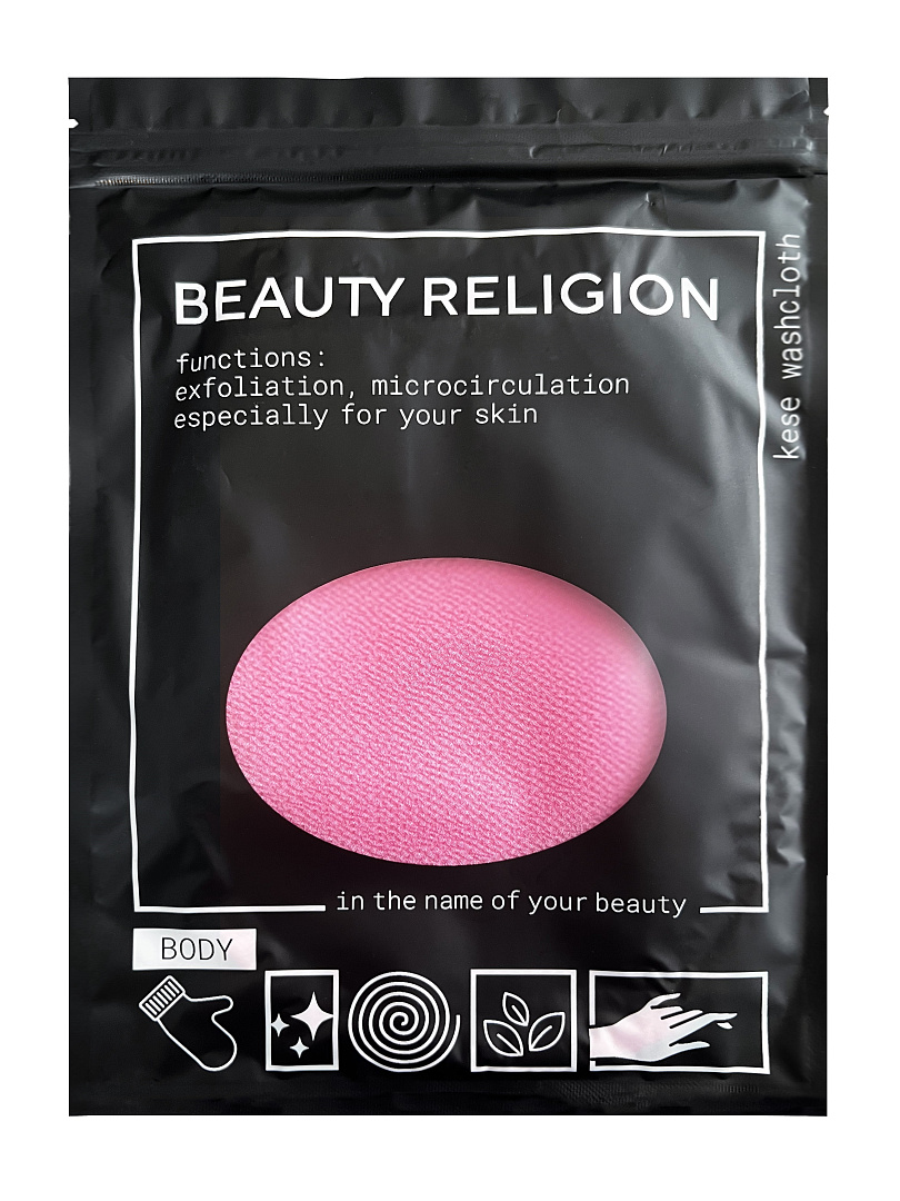 [BEAUTY RELIGION] Мочалка кесе в форме рукавицы РОЗОВАЯ Kese whashcloth pink, 1 шт