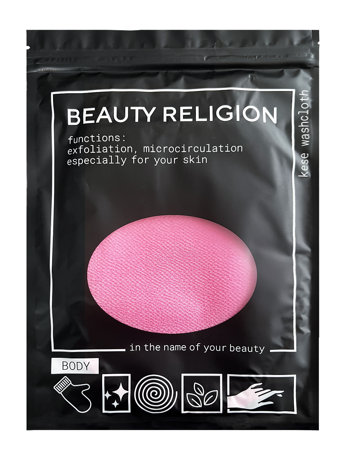 [BEAUTY RELIGION] Мочалка кесе в форме рукавицы РОЗОВАЯ Kese whashcloth pink, 1 шт