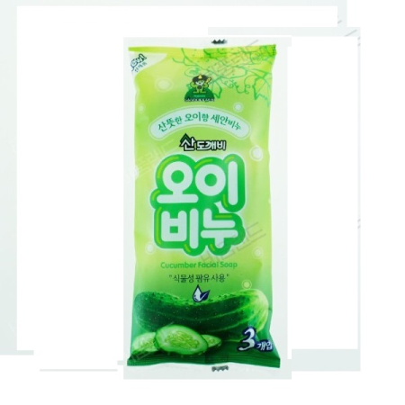 [SANDOKKAEBI КОРЕЯ] Косметическое туалетное мыло для лица на основе плодов масличной пальмы с ароматом огурца, 80 г х 3 шт