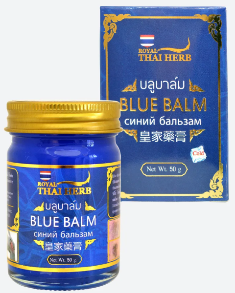 [ROYAL THAI HERB] Тайский травяной бальзам c охлаждающим эффектом, на основе пчелиного воска, Blue Thai Balm 50гр.