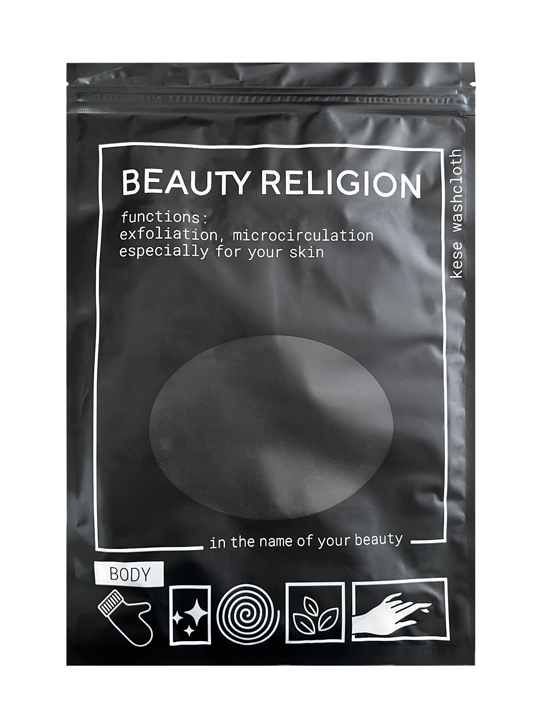 [BEAUTY RELIGION] Мочалка кесе в форме рукавицы ЧЁРНАЯ Kese whashcloth black, 1 шт