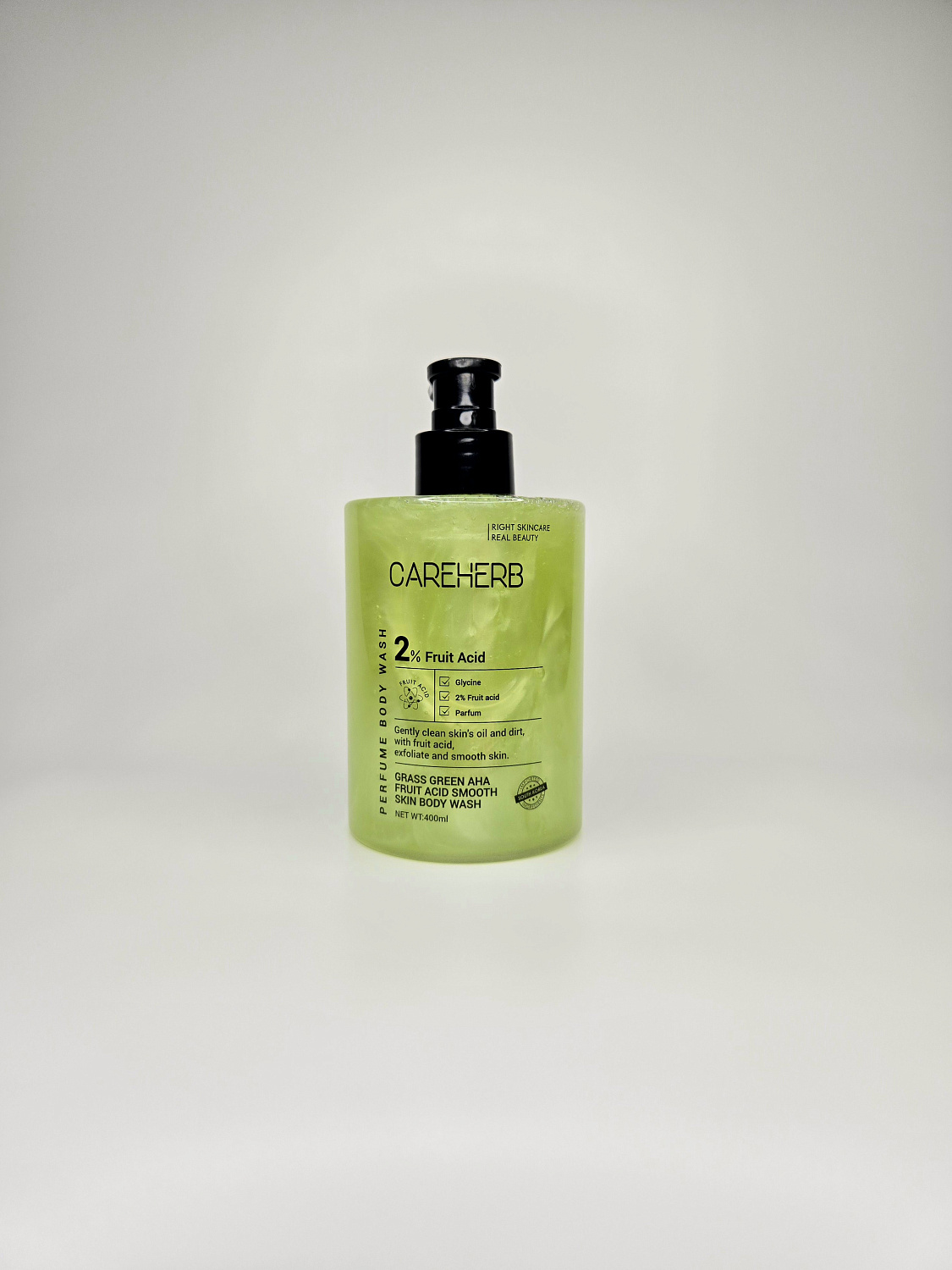 [CAREHERB] Гель для душа с AHA кислотами «Изумрудное наслаждение» Grass Green AHA Fruit Acid Sooth Skin Body Wash,  400 мл