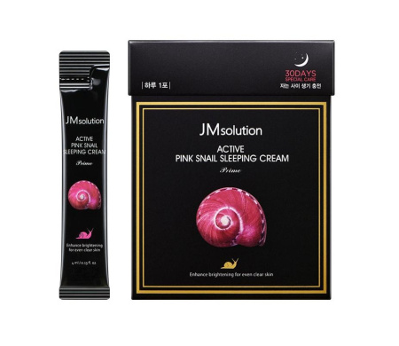 [JMSOLUTION] НАБОР Обновляющая ночная маска С МУЦИНОМ УЛИТКИ Active Pink Snail Sleeping Cream Prime 30 шт*4 мл