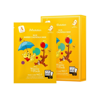 [JMSOLUTION] НАБОР Интенсивная восстанавливающая тканевая маска С КАЛЕНДУЛОЙ Selfie Barrier Calendula Mask 10 шт*30 мл