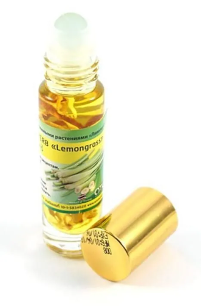 [BANNA] Тайский жидкий бальзам - ингалятор с эфирными маслами Лемонграсс, стеклянный флакон с шариковым аппликатором, 10 гр