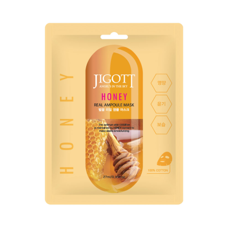 [JIGOTT] НАБОР Тканевая маска для лица МЕД HONEY Real Ampoule Mask, 10 шт*27 мл