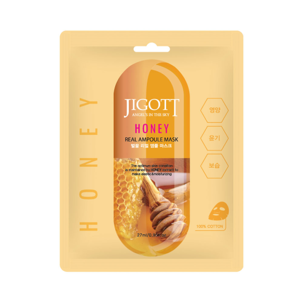 [JIGOTT] НАБОР Тканевая маска для лица МЕД HONEY Real Ampoule Mask, 10 шт*27 мл