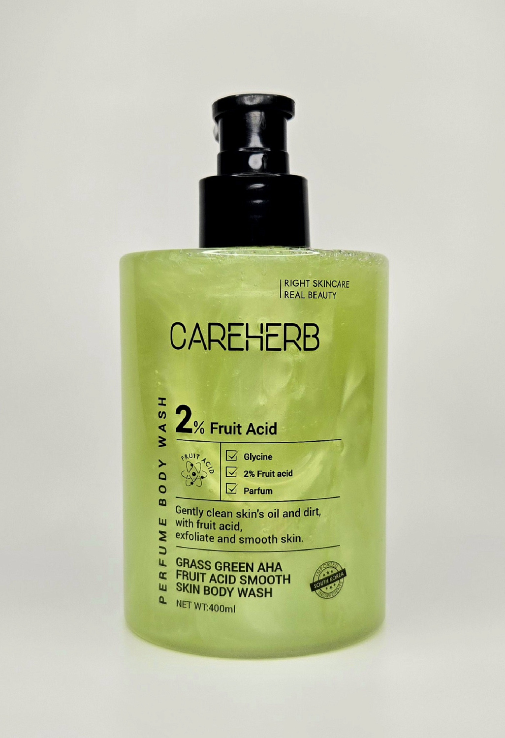 [CAREHERB] Гель для душа с AHA кислотами «Изумрудное наслаждение» Grass Green AHA Fruit Acid Sooth Skin Body Wash,  400 мл