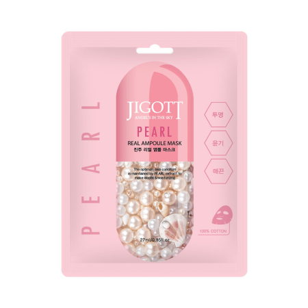 [JIGOTT] НАБОР Тканевая маска для лица ЖЕМЧУГ PEARL Real Ampoule Mask, 10 шт*27 мл