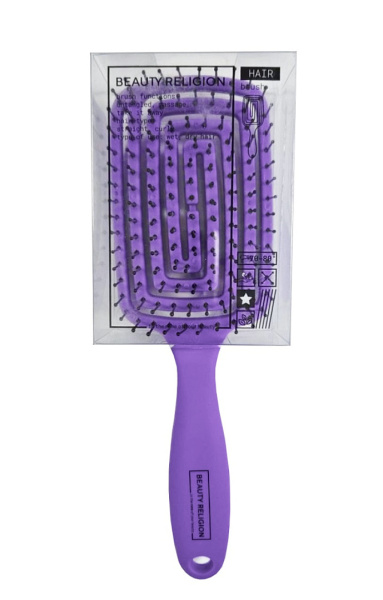 [BEAUTY RELIGION] Расческа массажная/распутывающая ФИОЛЕТОВАЯ мини формат Massage Brush mini purple, 1 шт