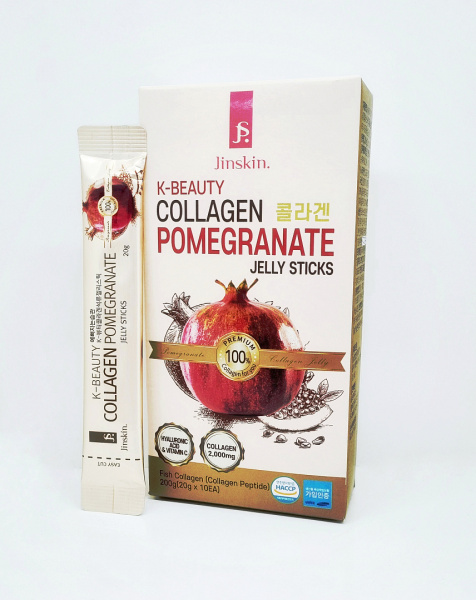 [JINSKIN] Коллагеновое желе в стиках с гранатом, гиалуроновой кислотой и витамином С, 20г*10шт